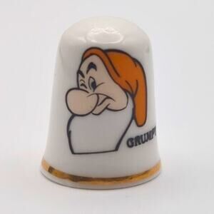 VTG AFB Thimble Grumpy Disney Snow White and the Seven Dwarves England Gold Trim